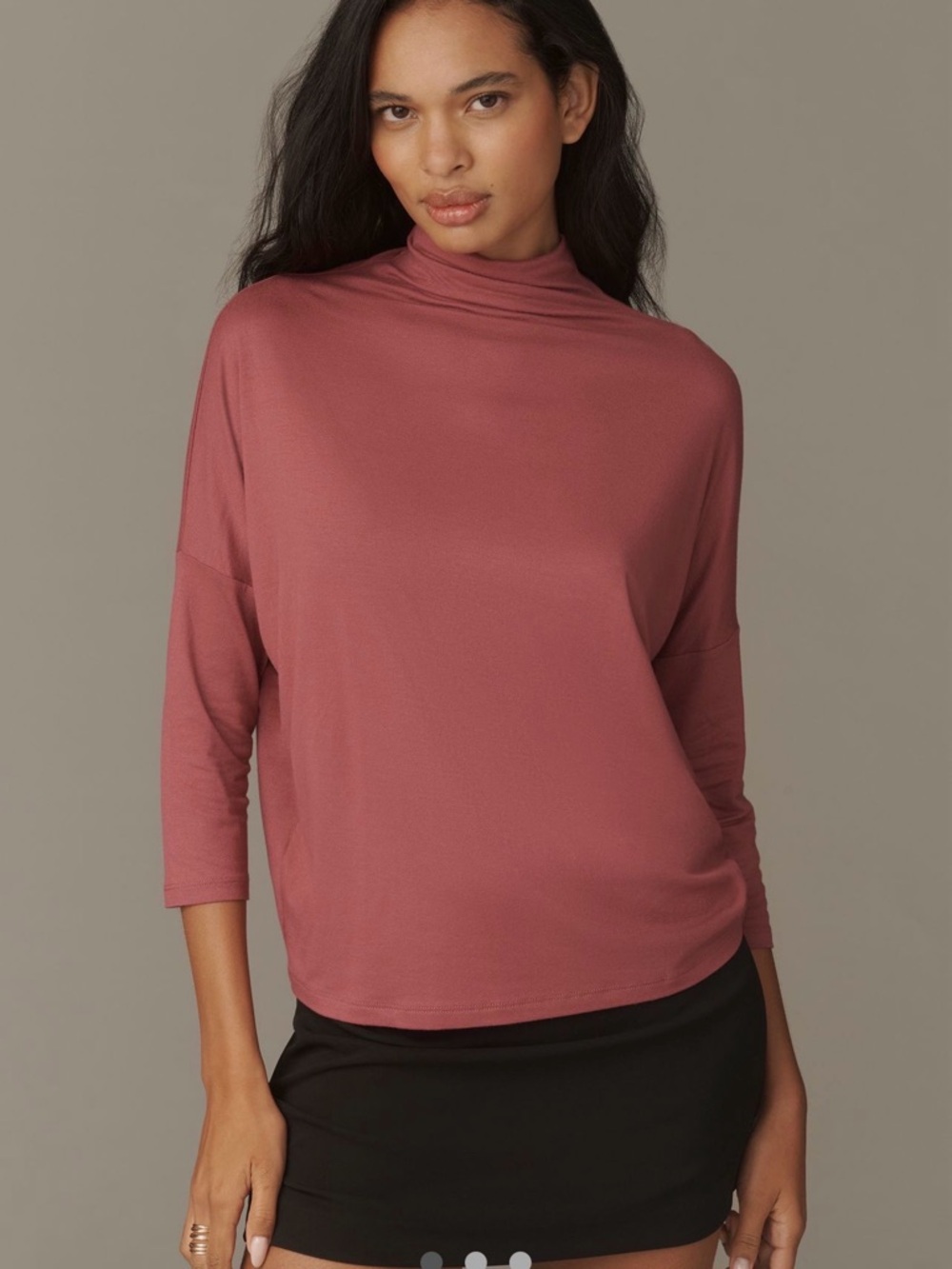 Anthropologie Dusty Rose Long Sleeve Mock Neck Top